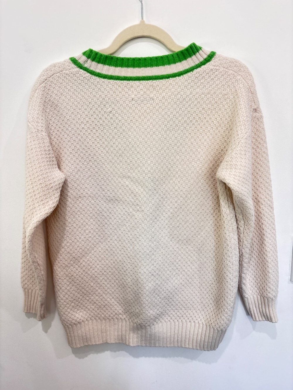 Future Collective x Kahlana Barfield Brown Varsity Cardigan XS Cream Green - Picture 4 of 4